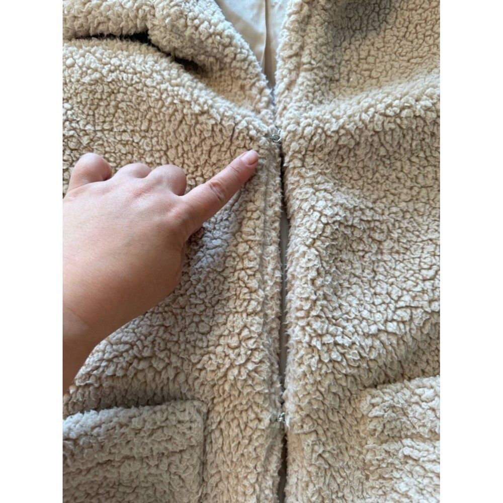 Jason Maxwell Sherpa Lightweight jacket | Size Medium | Tan Cream Clasp closure - Picture 8 of 9